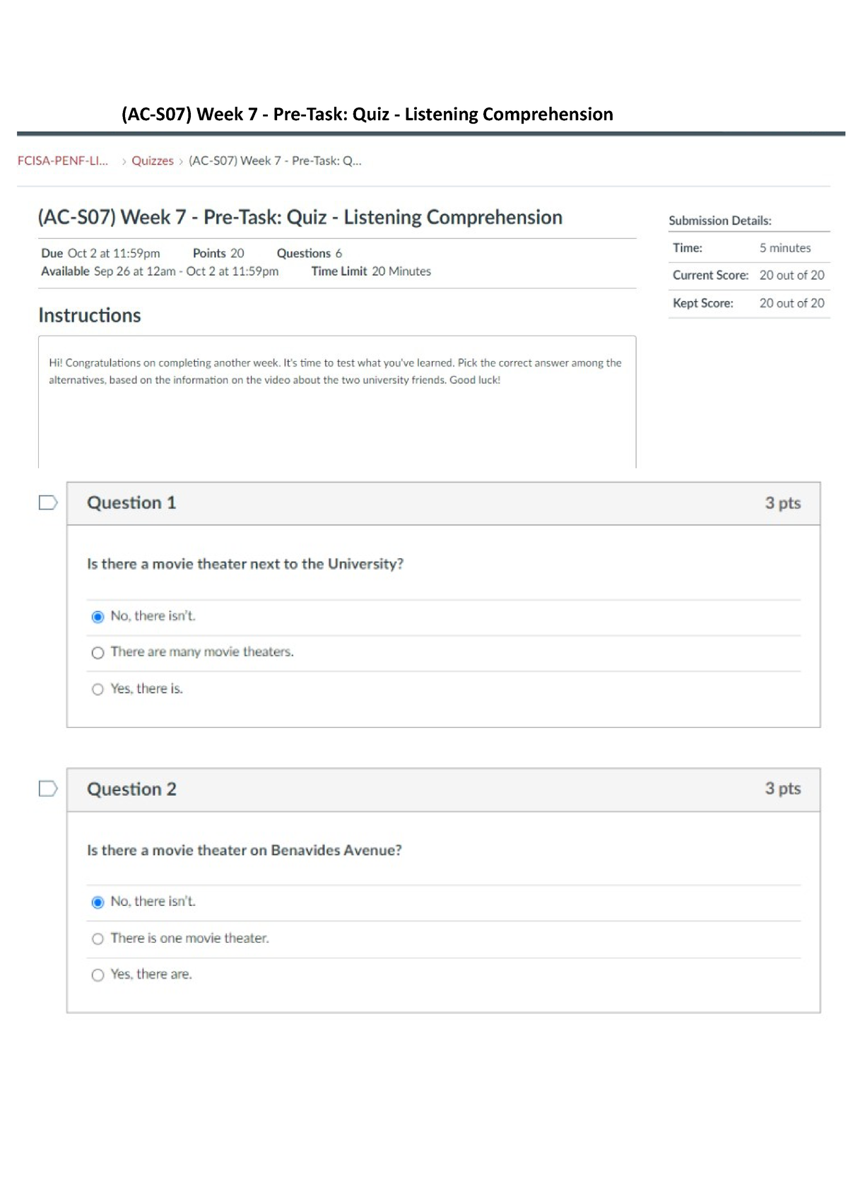 AC S07 Week 7 Pre Task Quiz Listening Comprehension - Ingles II - (AC ...