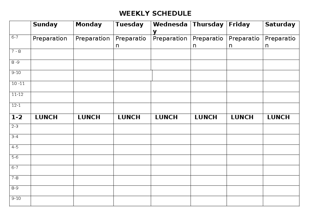 Weekly Schedule joshua template - BACHELOR SCIENCE EDUCATION BIOLOGY ...
