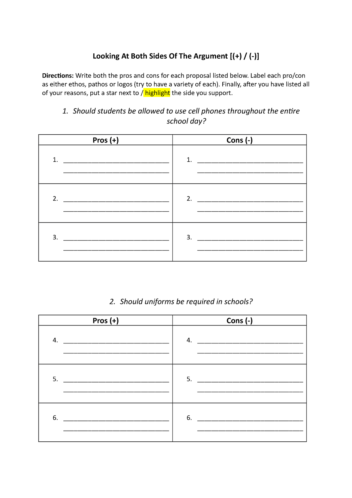 essay presenting both sides of an argument