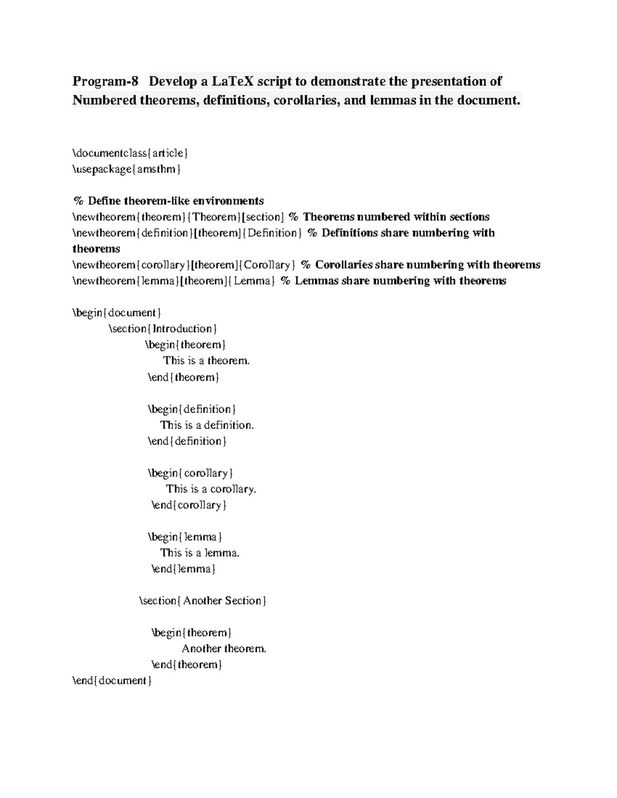 Program 8 10 11 12 - Program- 8 Develop a LaTeX script to demonstrate ...