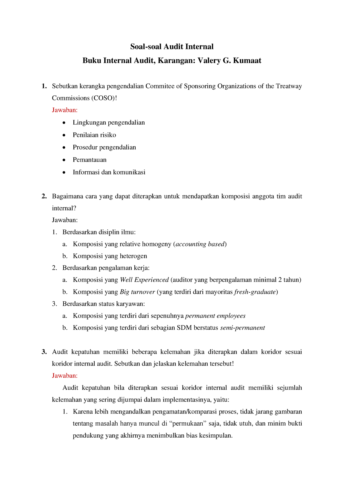 Soal-soal Audit Internal Buku Internal Audit - Soal-soal Audit Internal ...