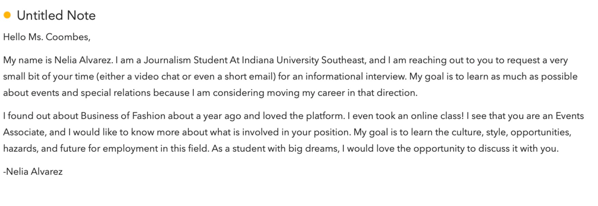 Informational Interview Request Email - Comm-S 122 - Studocu