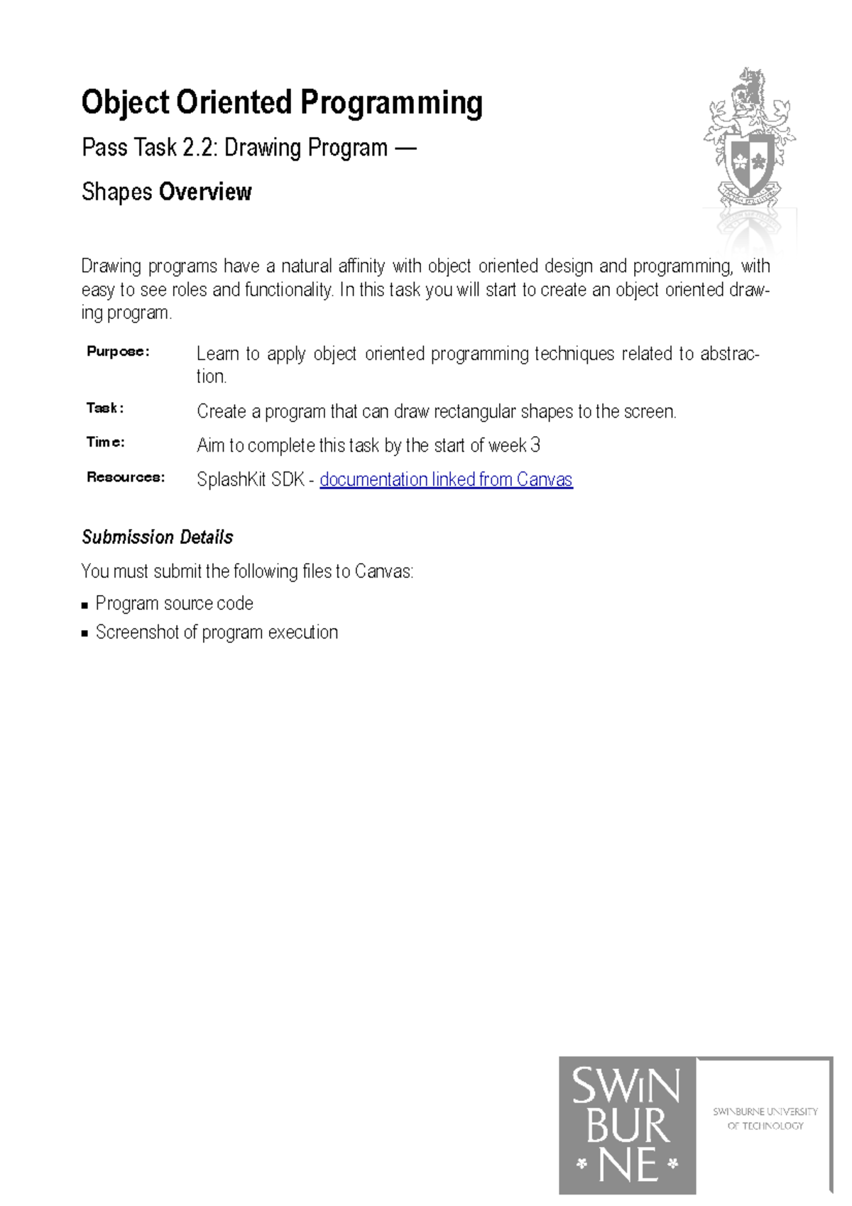 2 - Lecture notes 2 stuff - Object Oriented Programming Pass Task 2 ...