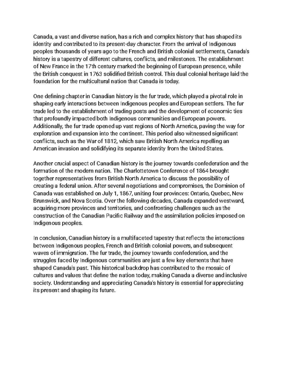 essay about canada culture