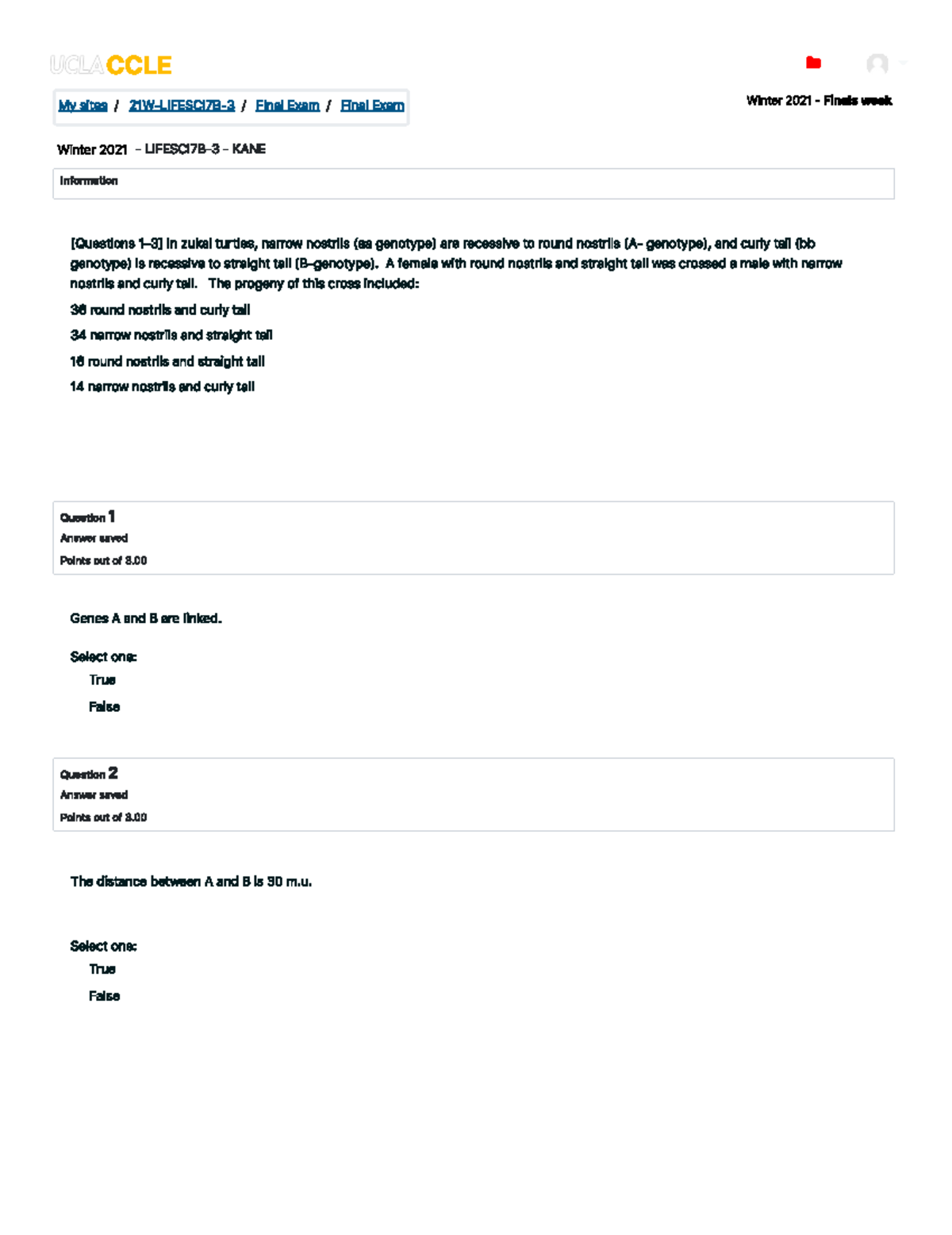 Practice Final (Lecture 1) - LS 7B - And L I I I ####### I I I A I R R ...