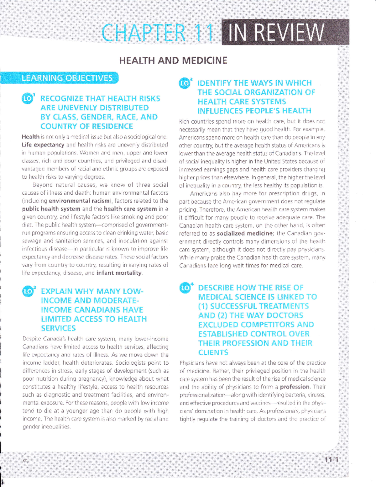 Chapter 11 Review C T HEALTH AND MEDICINE REcoGNrzE THAT HEALTH