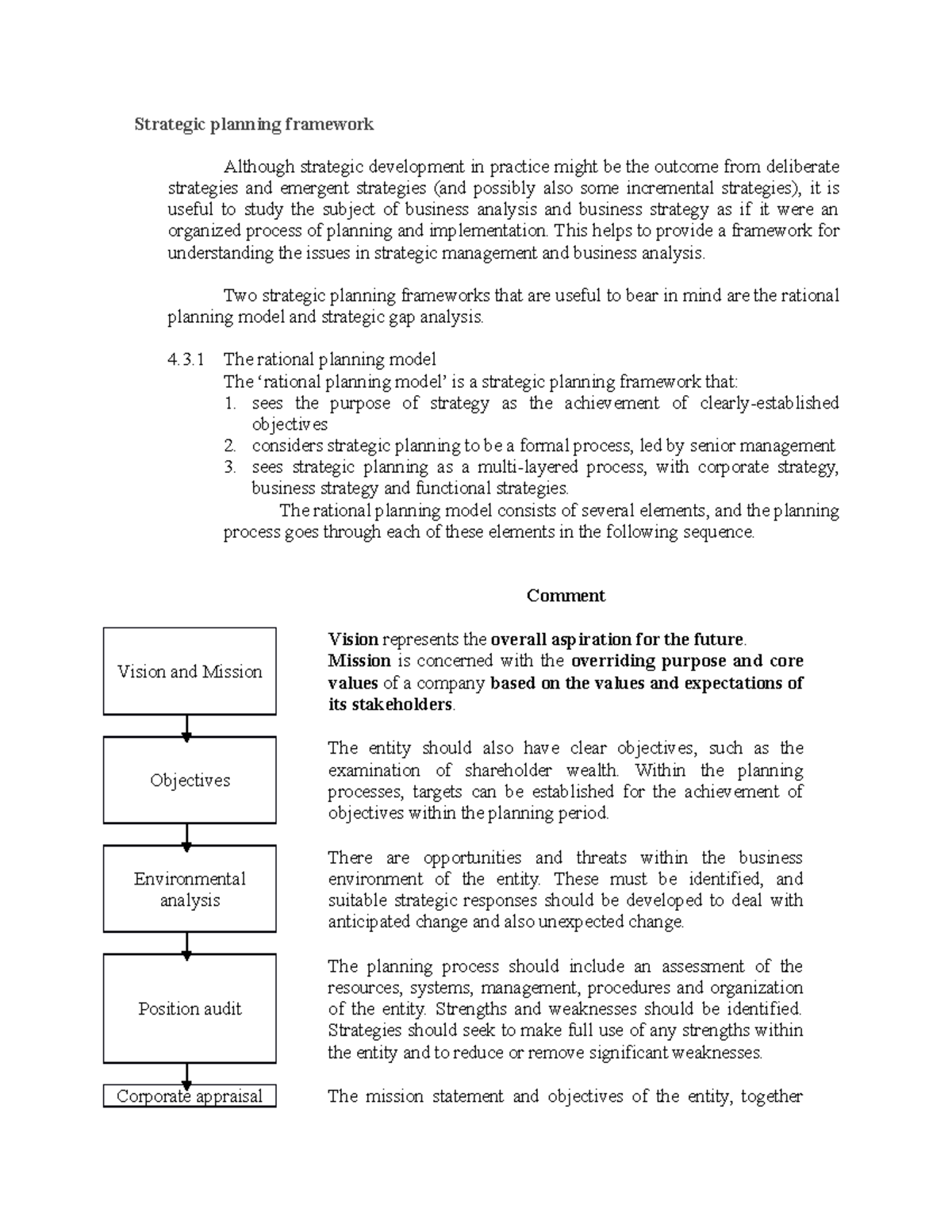 Strategic Planning Framework - Strategic planning framework Although