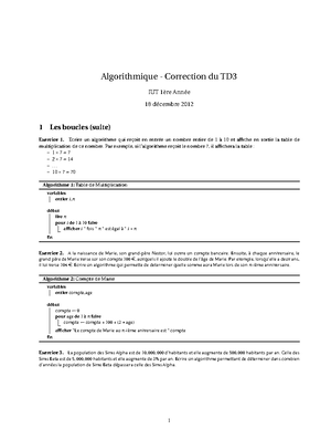 Algorithmique et programmation - La programmation orientée objet - 1 TD ...