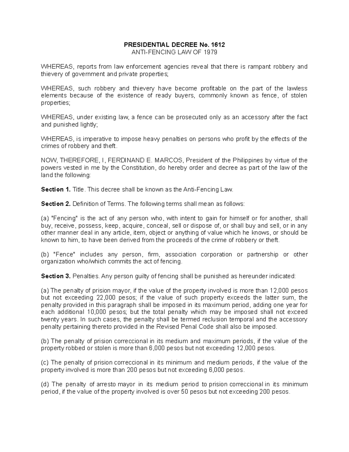 AntiFencing Law This material is all about the definition and nature