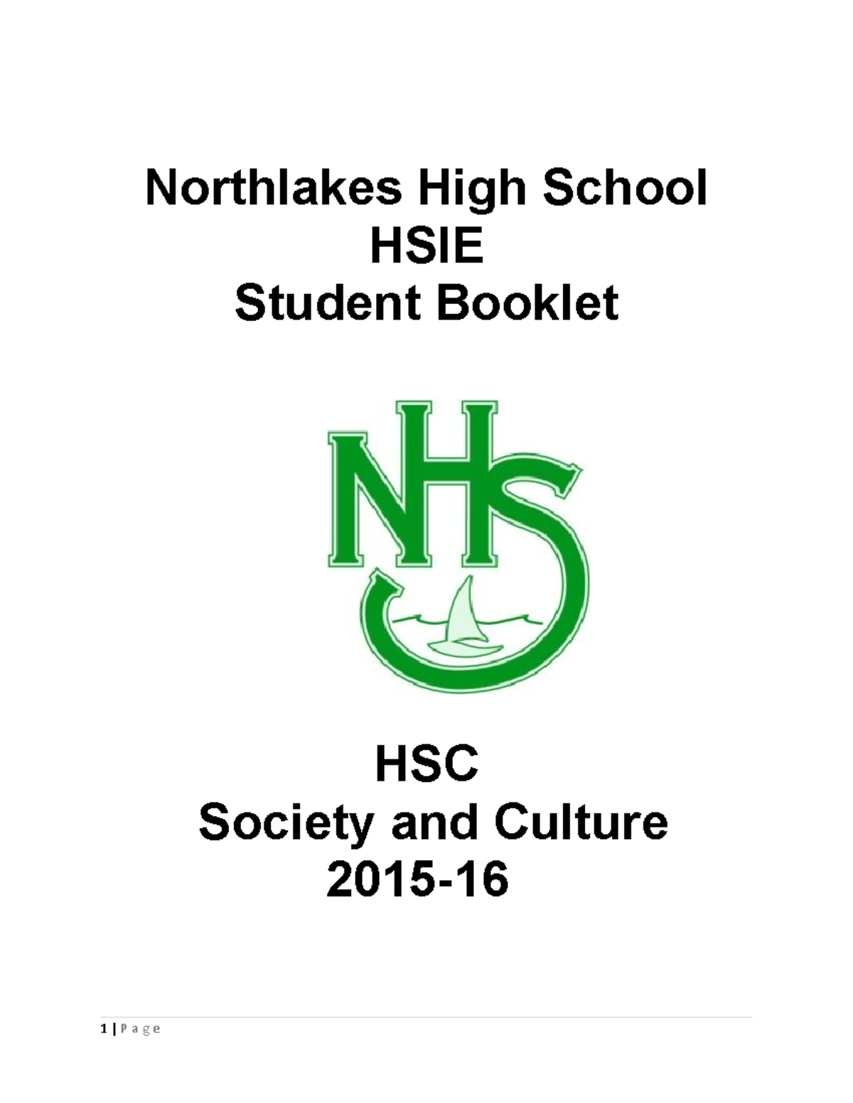 Society and culturehsc 2016 studenthandbook Northlakes High School
