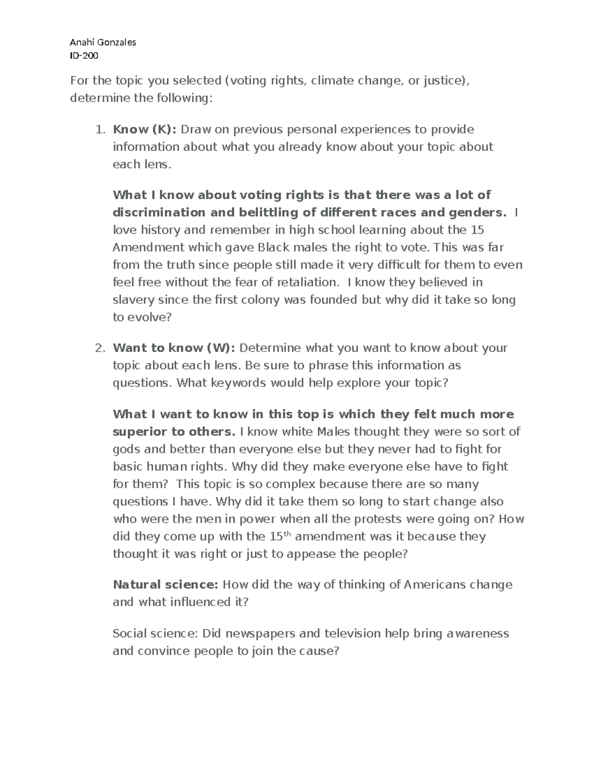 ID Module 5 - Anahi Gonzales ID- For the topic you selected (voting ...