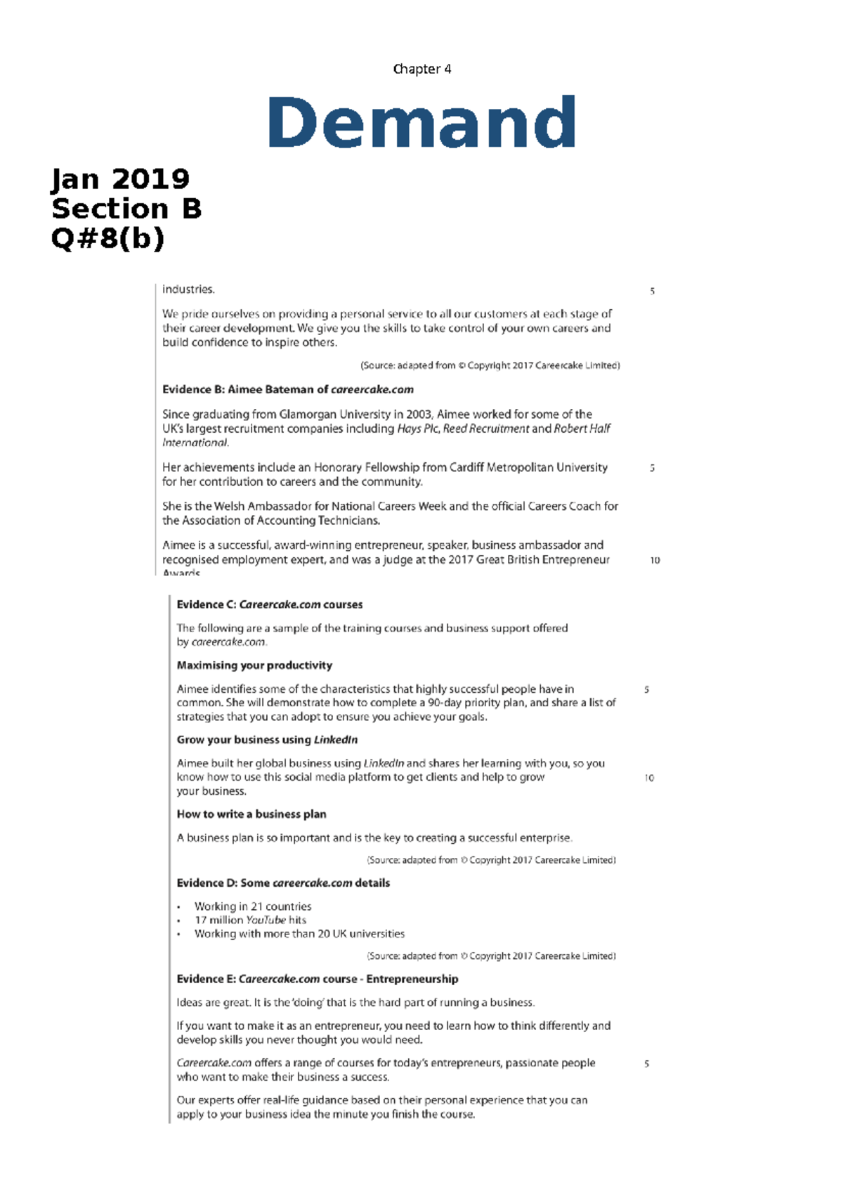 4 - Business Notes - Chapter 4 Demand Jan 2019 Section B Q#8(b) 8(b ...