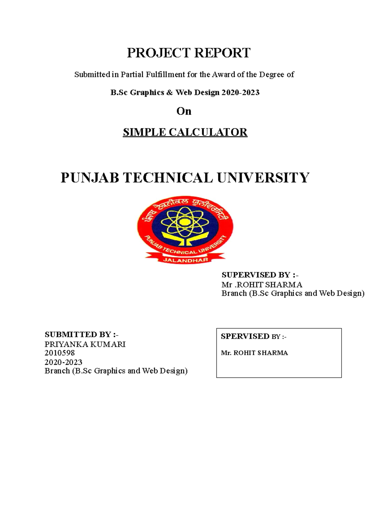 Project Report(5898) - PROJECT REPORT Submitted in Partial Fulfillment ...