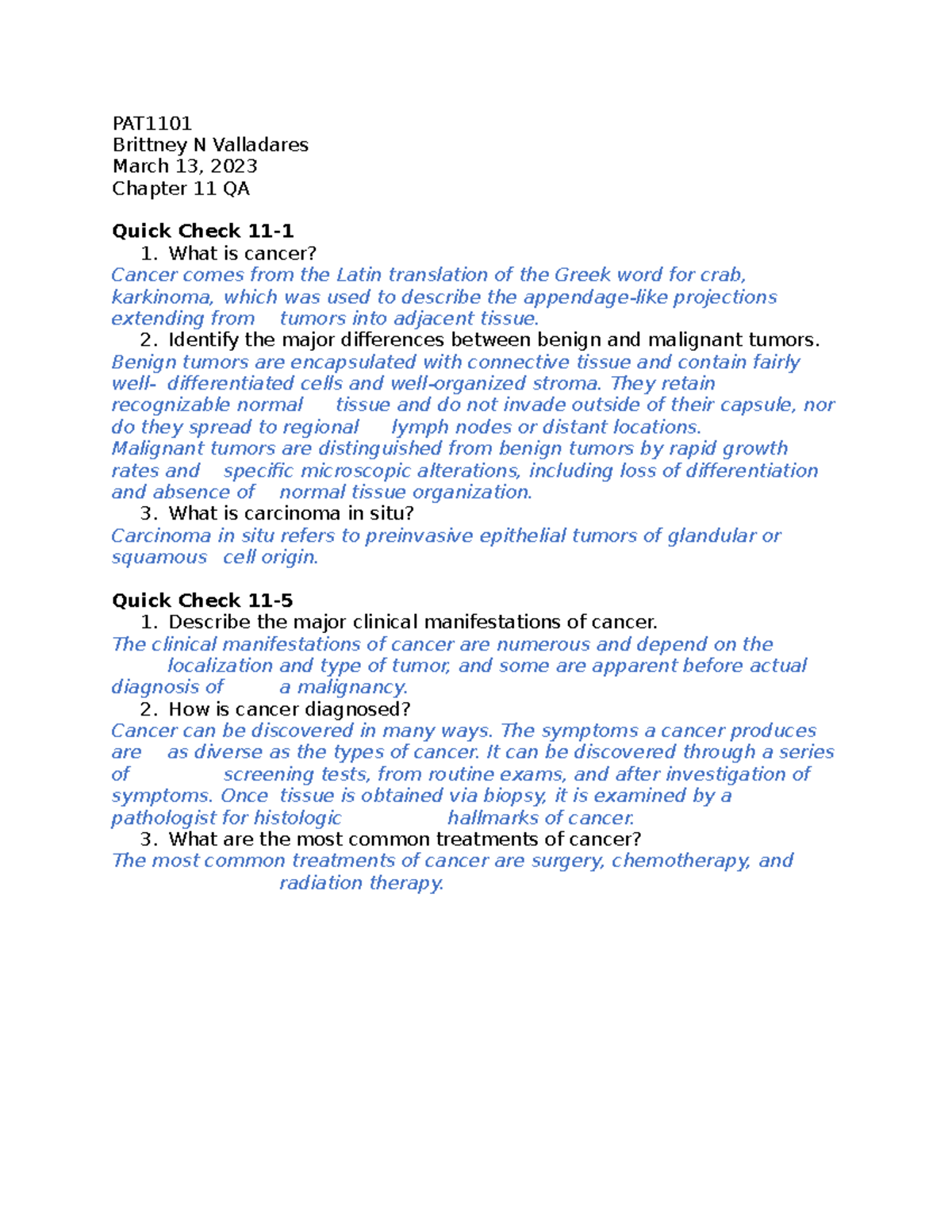 Chapter 11 QA - PAT Brittney N Valladares March 13, 2023 Chapter 11 QA ...