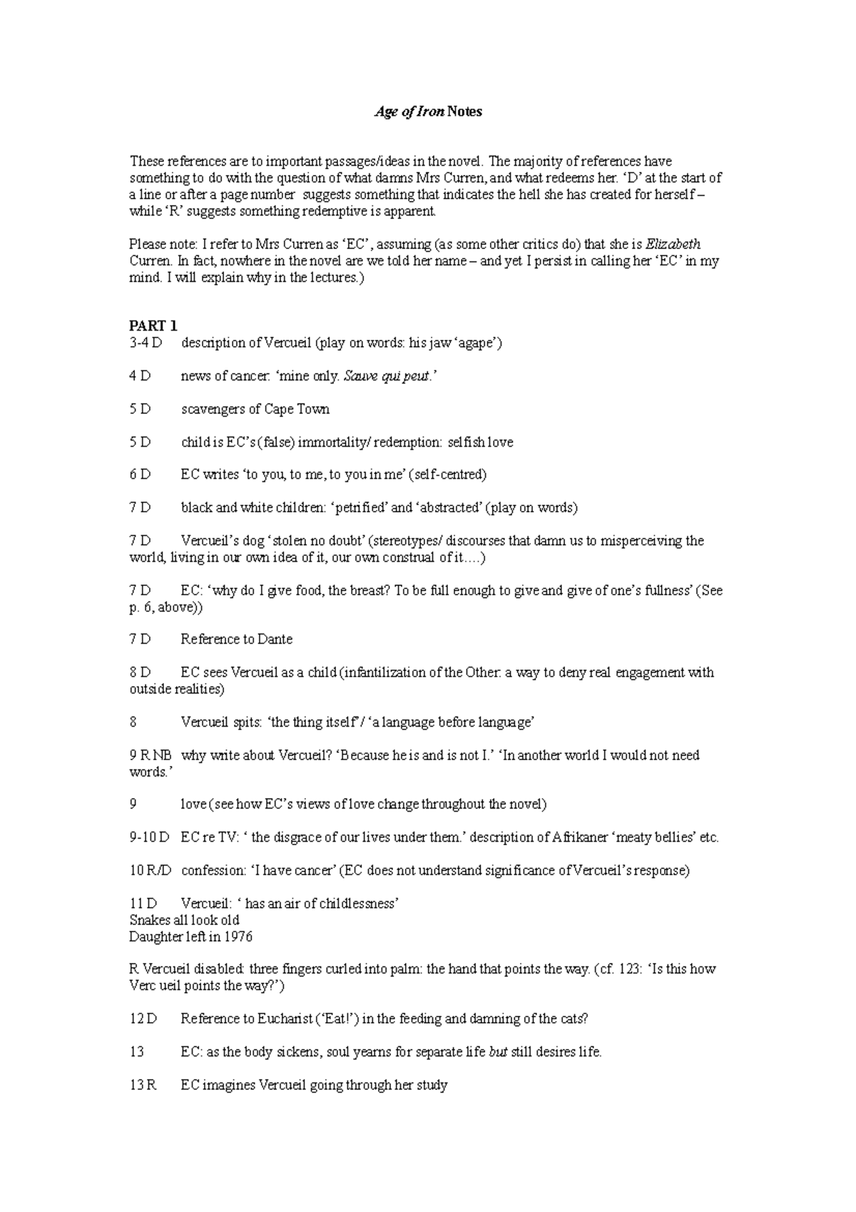 Age of Iron Notes student version ENG 220 UP Studocu