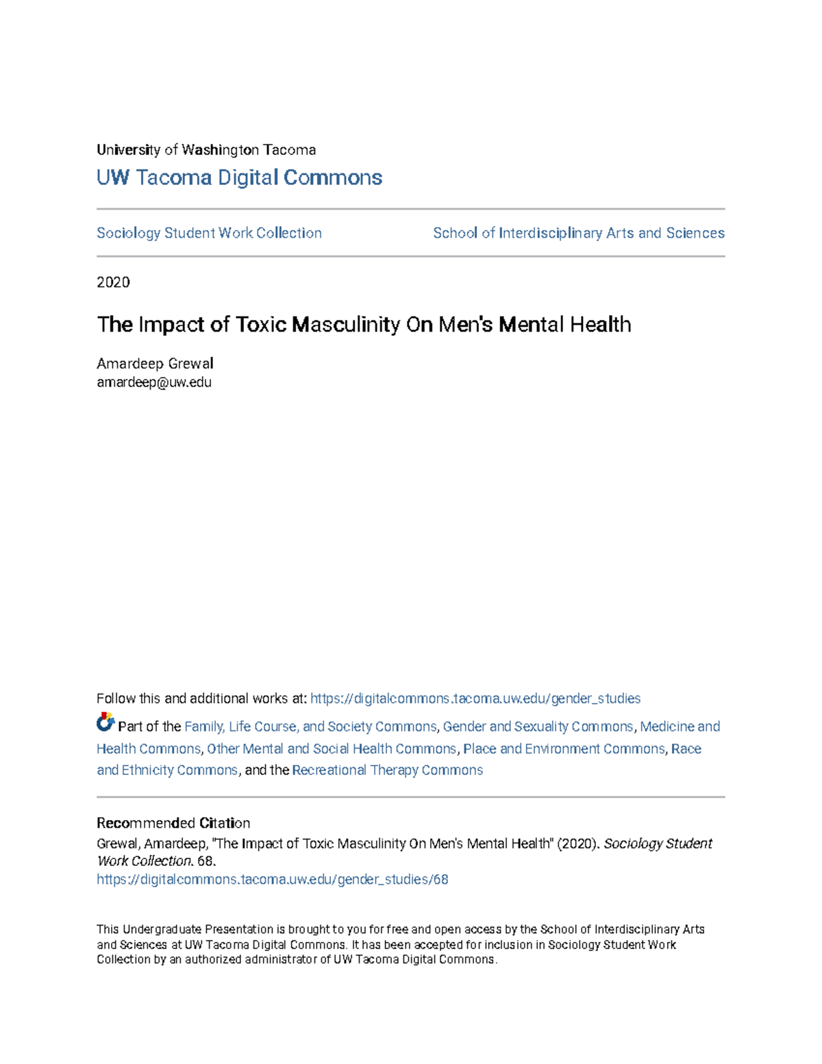 The Impact of Toxic Masculinity On Mens Mental Health - University of ...