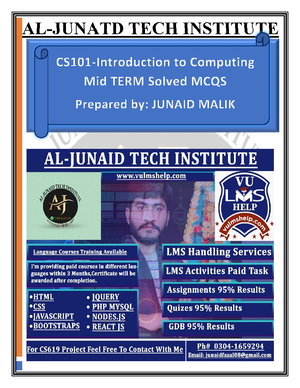 CS504 Midterm Solved MCQS By Junaid - DATE: 12/24/ CS504- SOFTWARE ...