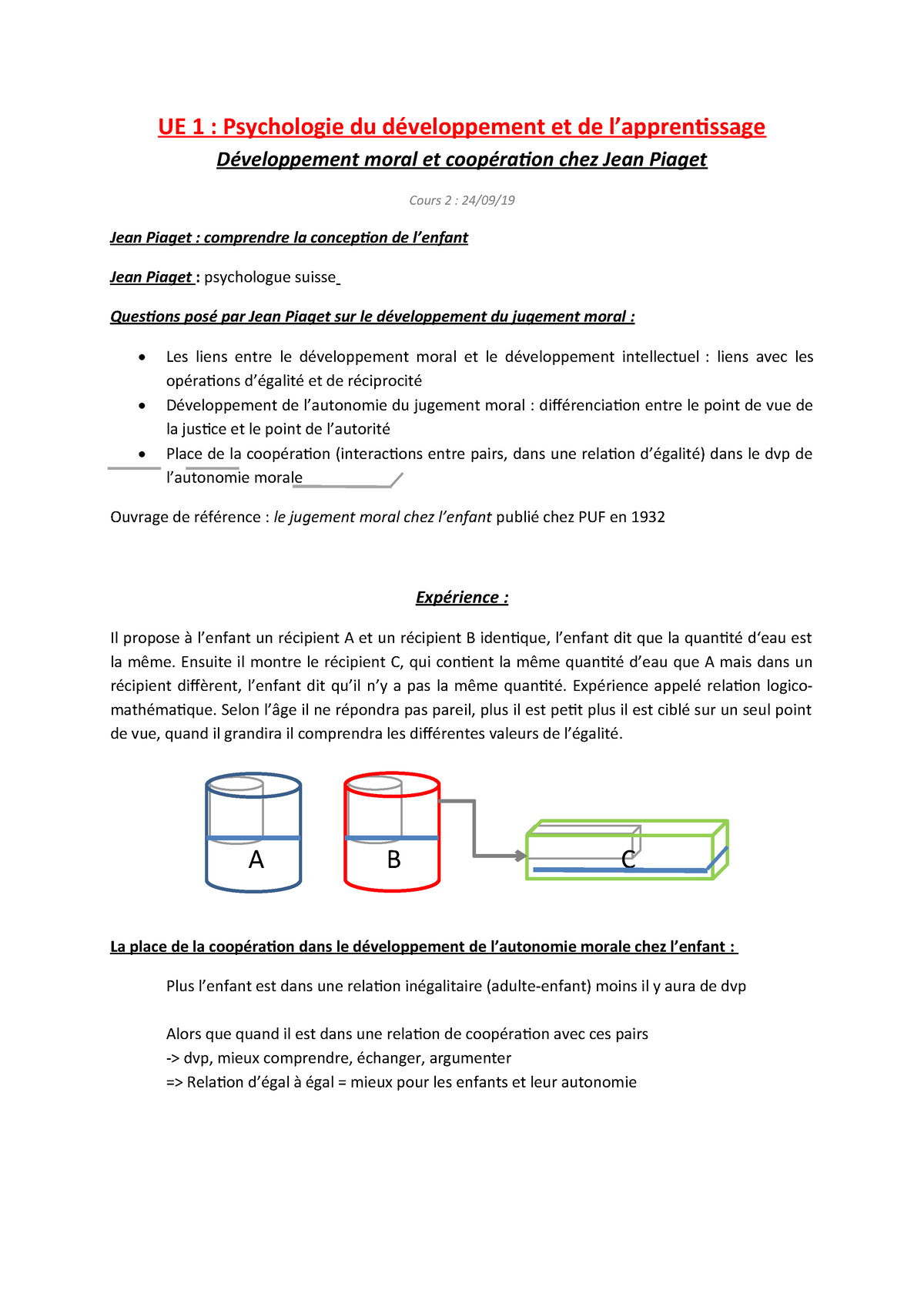 developpement moral et coop ration chez l enfant UE 1