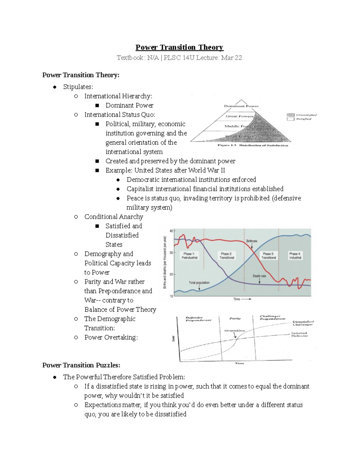 Power Transition Theory Notes Power Transition Theory Textbook N/A