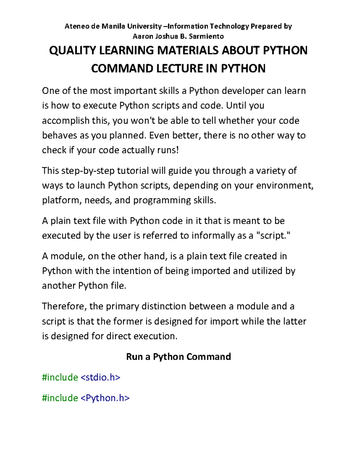Quality Learning Materials About Python Command Lecture in Python ...