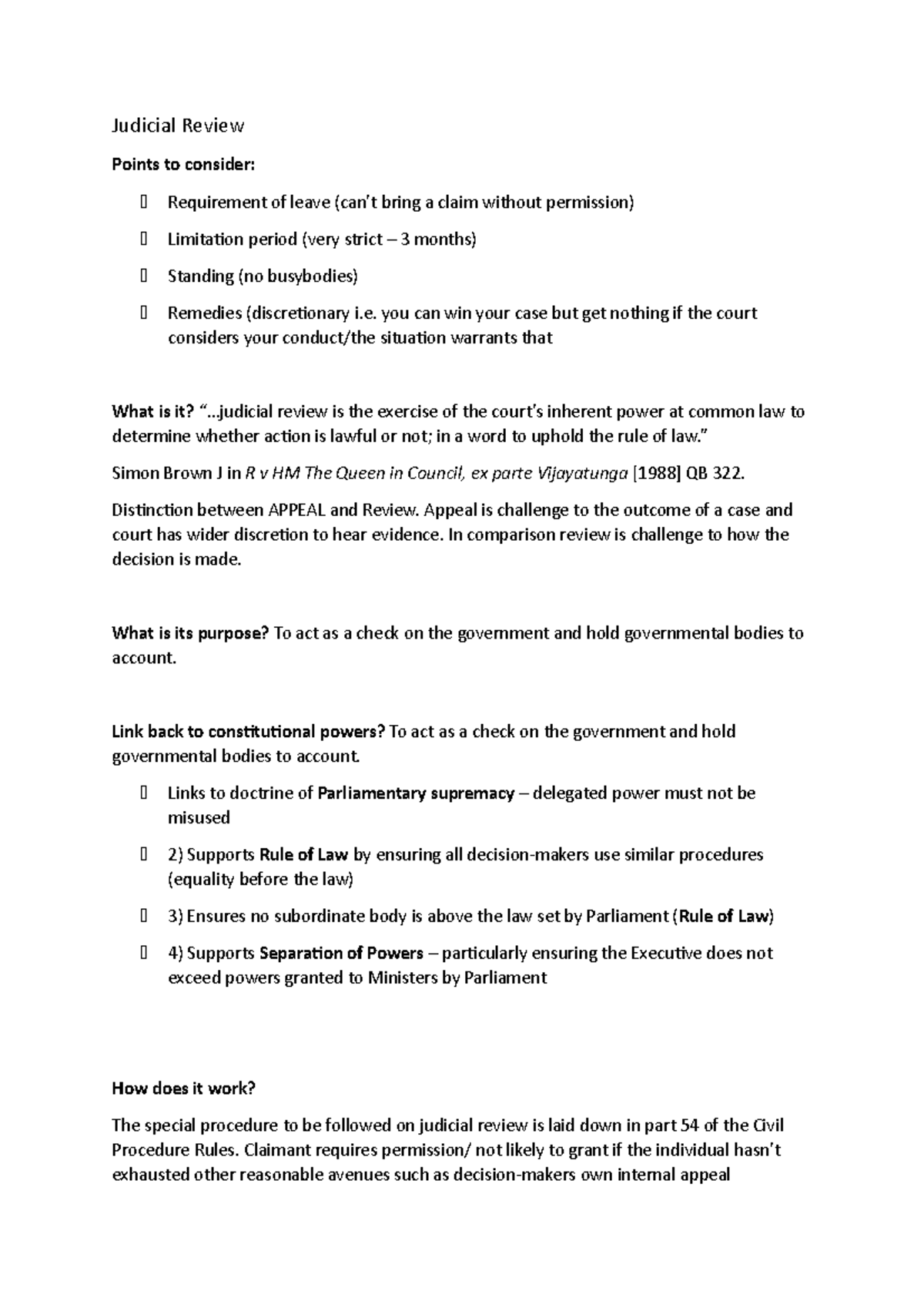 Introduction to Judicial Review Judicial Review Points to consider