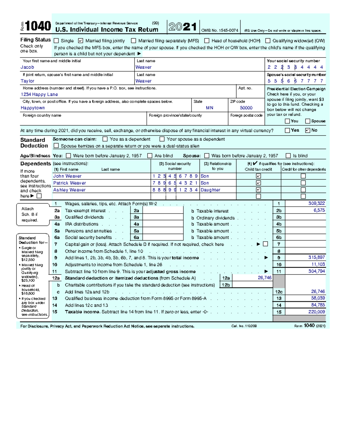 Assessment 3 1040 - Form 1040 U. Individual Income Tax Return 2021 ...