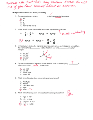 CHEM 261 Stereochemistry Questions With Answers - 1 Organic Chemistry I ...