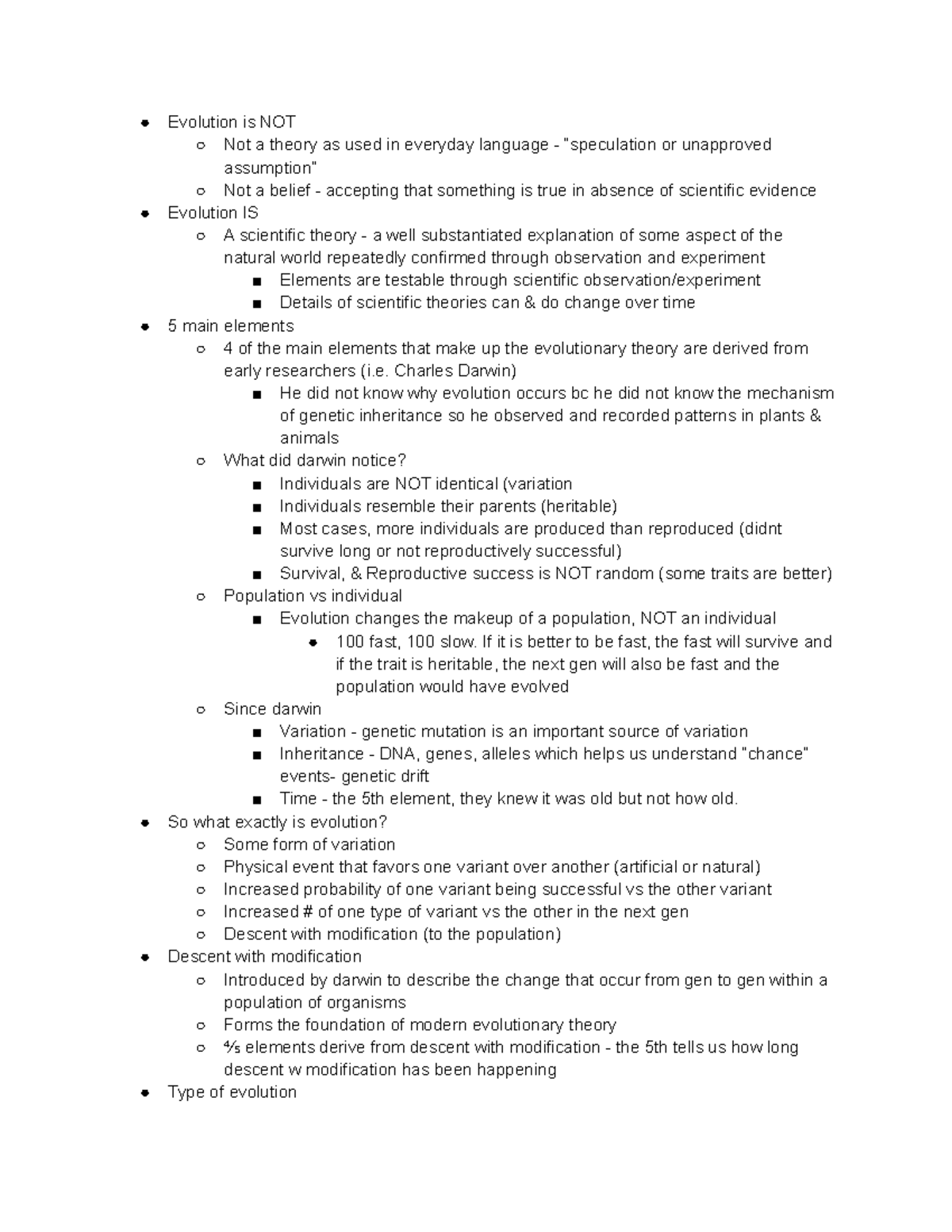 Evolution exam 1 - Evolution is NOT Not a theory as used in everyday ...