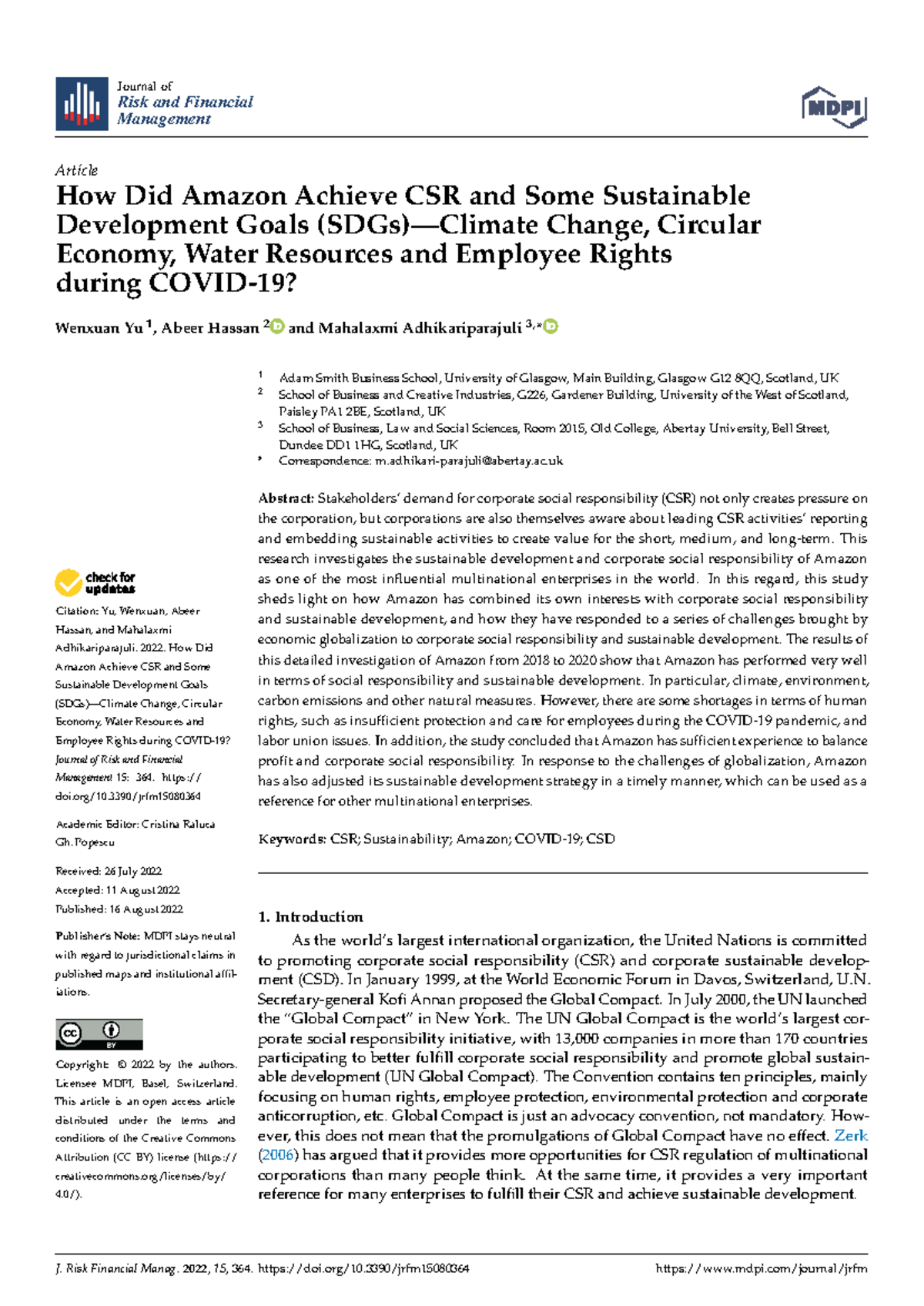 How Did Amazon Achieve CSR and SDGs relating it to UN SGDS goals and ...