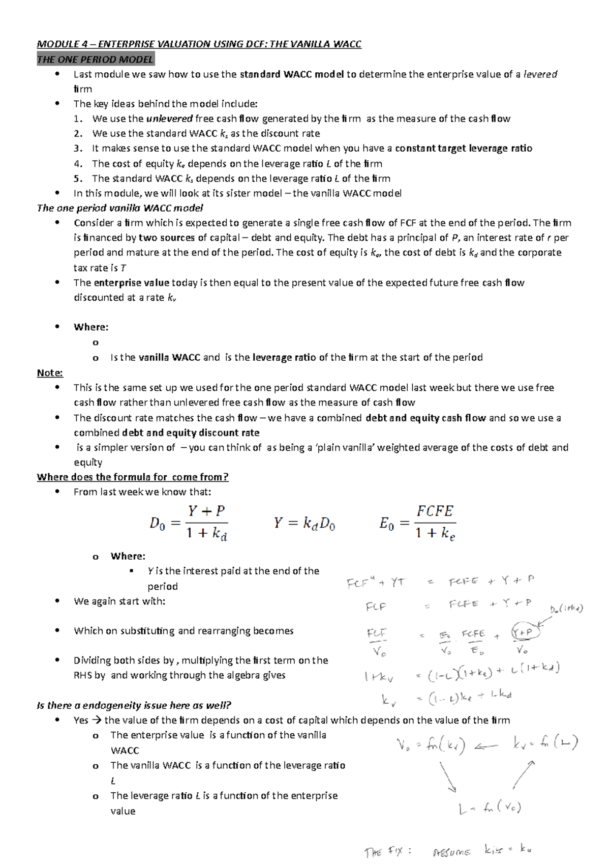 Module 4 - Enterprise Valuation Using DCF (Vanilla WACC) - MODULE 4 ...