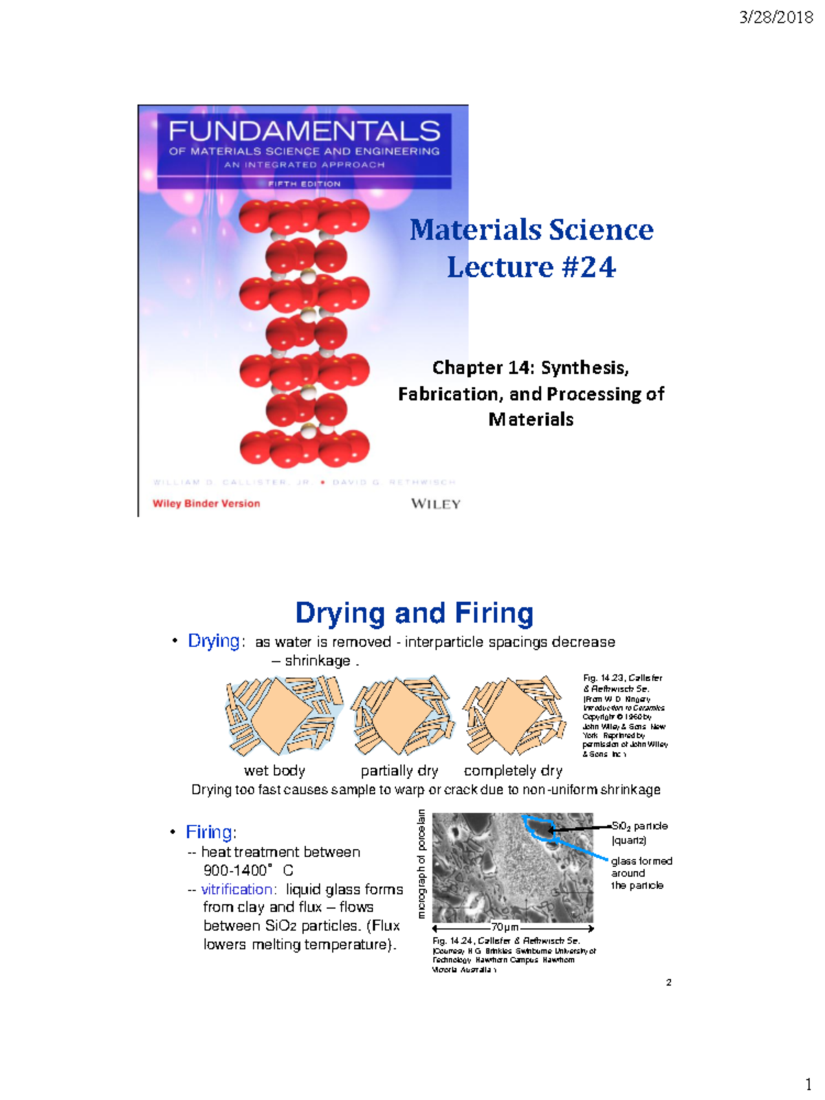 Spring 2018 Materials Science Lecture 25 Chapter 15.1 15.7 MAC