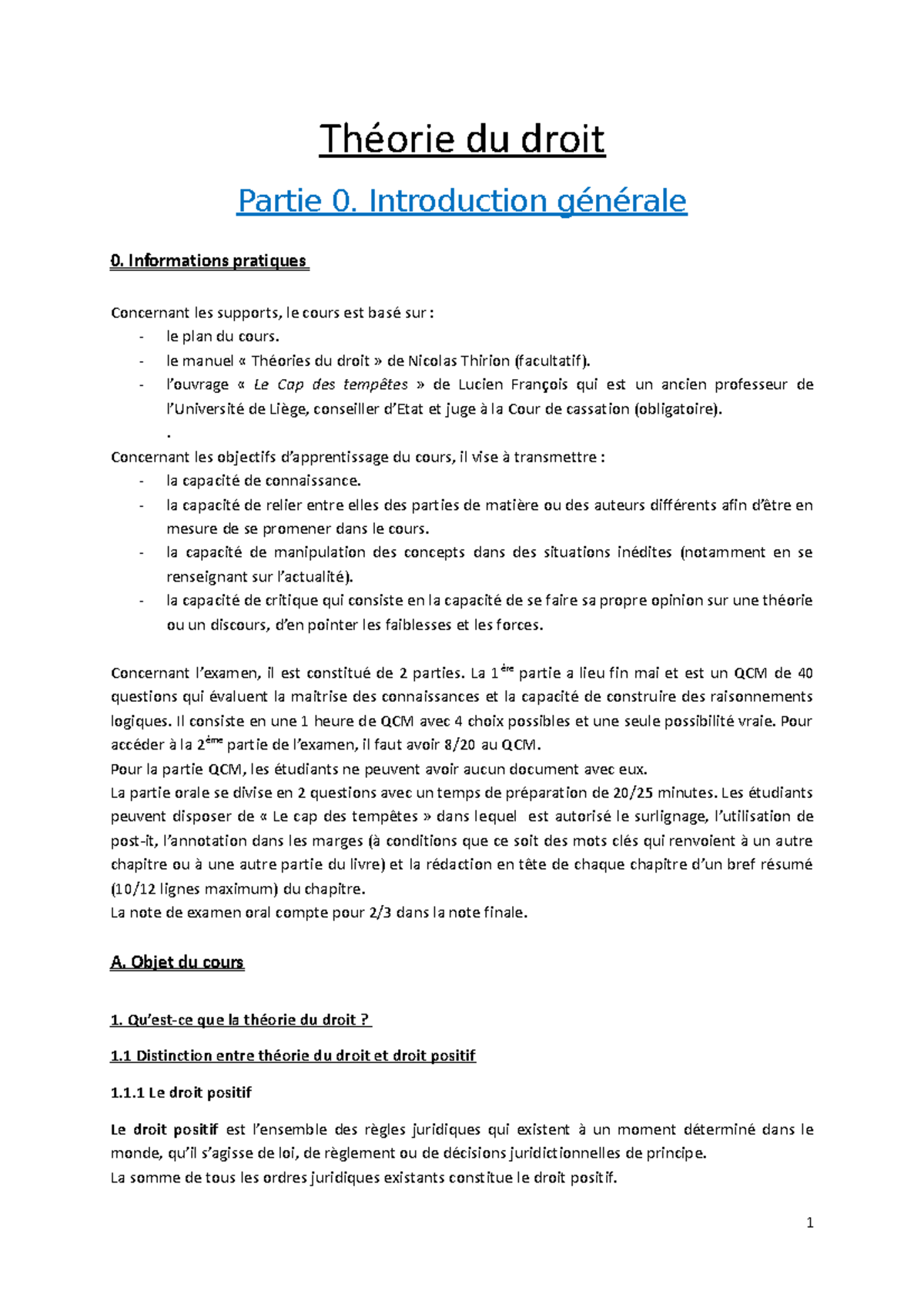 Théories du droit - Partie 0 et 1 - Théorie du droit Partie 0 ...