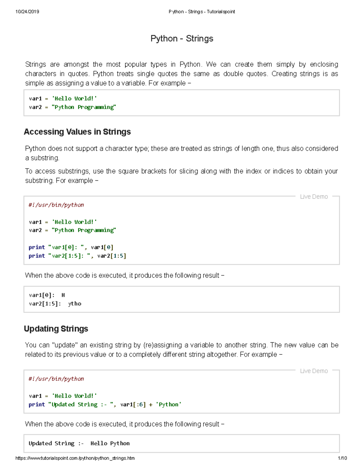 Python Strings Tutorialspoint Python Strings Python Strings Strings Are Amongst The 4176