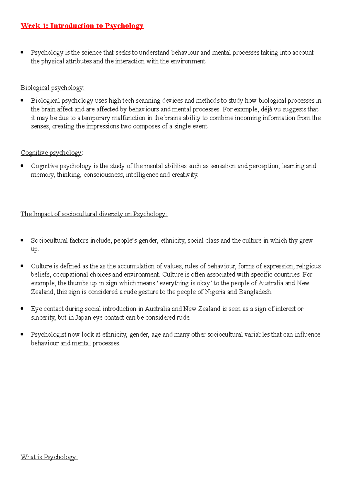 L1 Topic 1 Introduction - Week 1: Introduction to Psychology Psychology ...