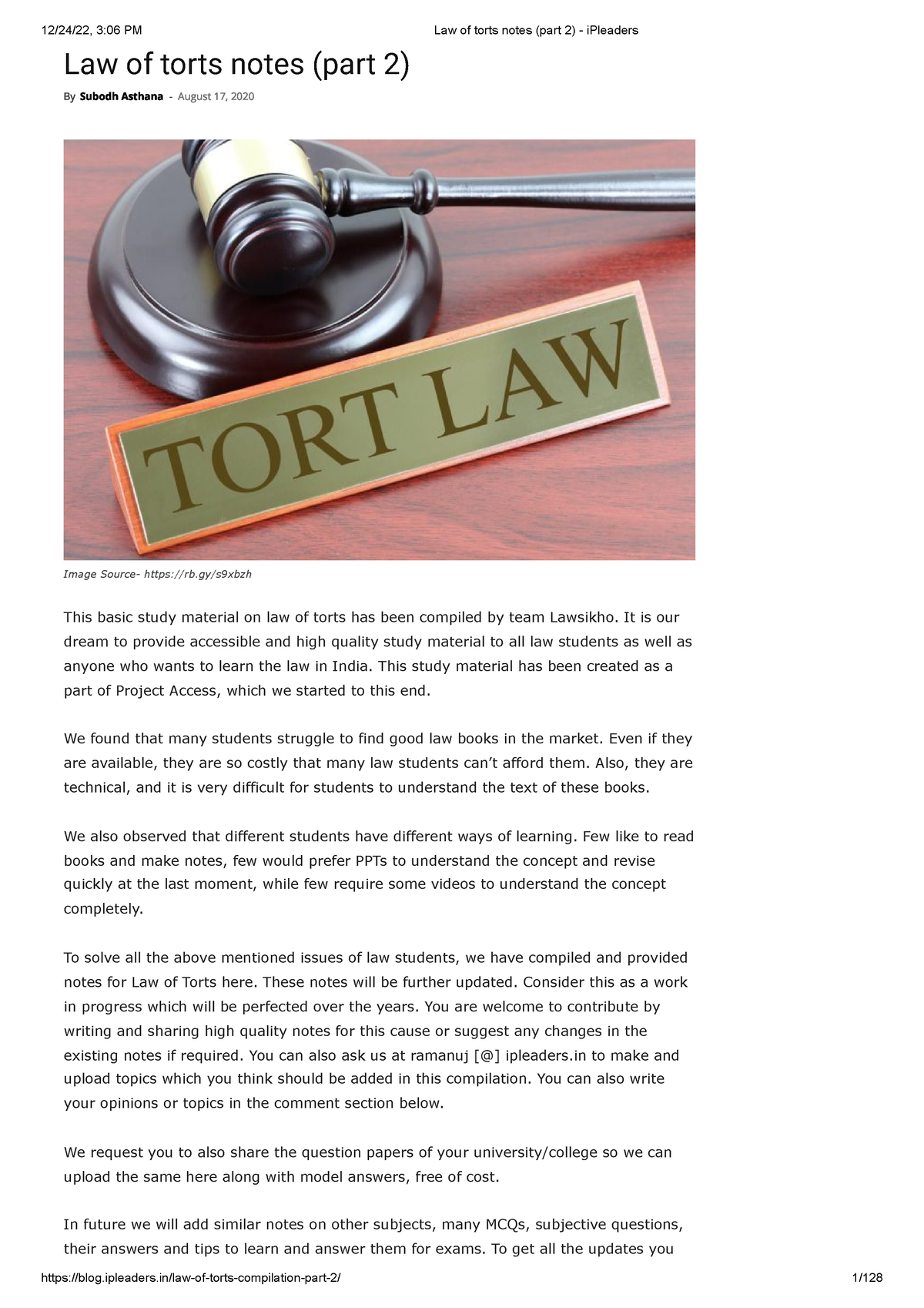 Law Of Torts Notes (part 2) - I Pleaders - Law Of Torts Notes (part 2 ...