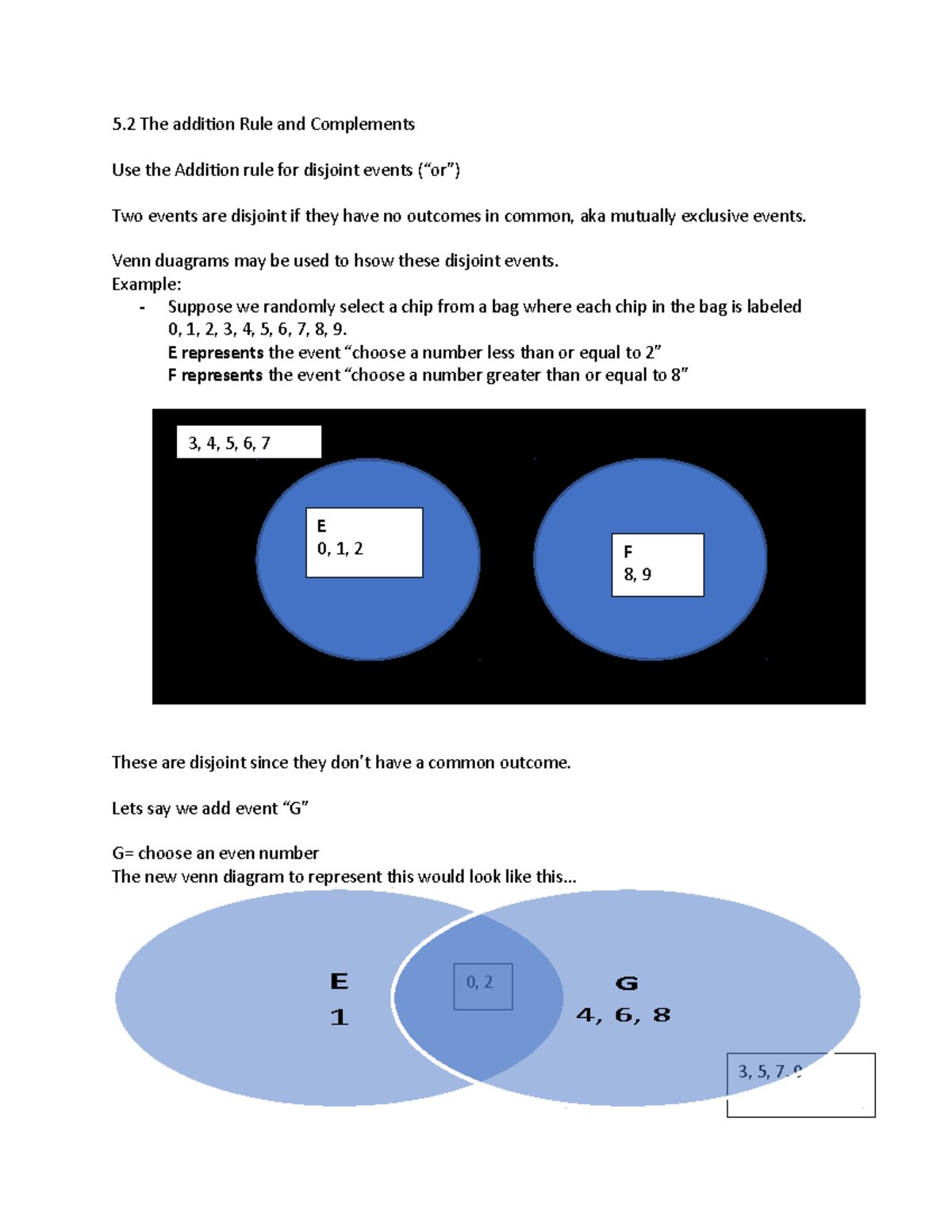 Notes on the first three chapters - 5 The addition Rule and Complements ...