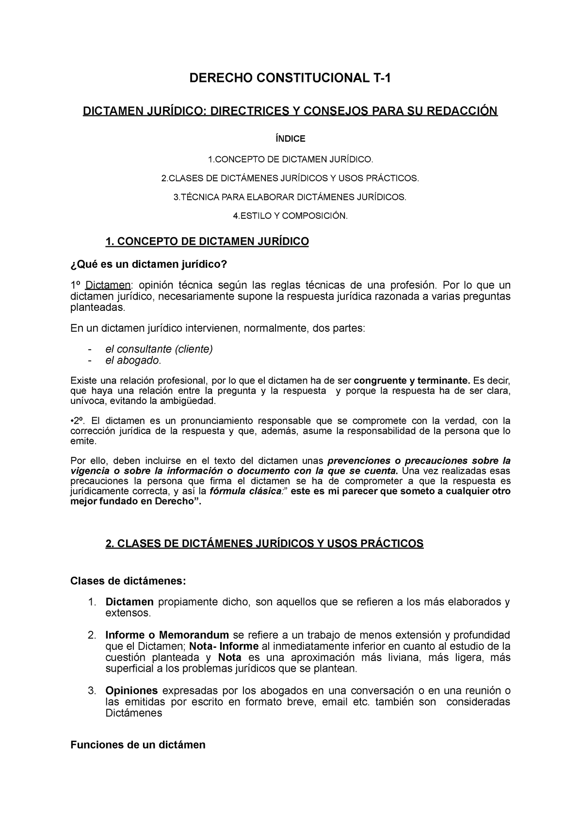Constitucional Dictamen jurídico: características y estructura - DERECHO  CONSTITUCIONAL T- DICTAMEN - Studocu