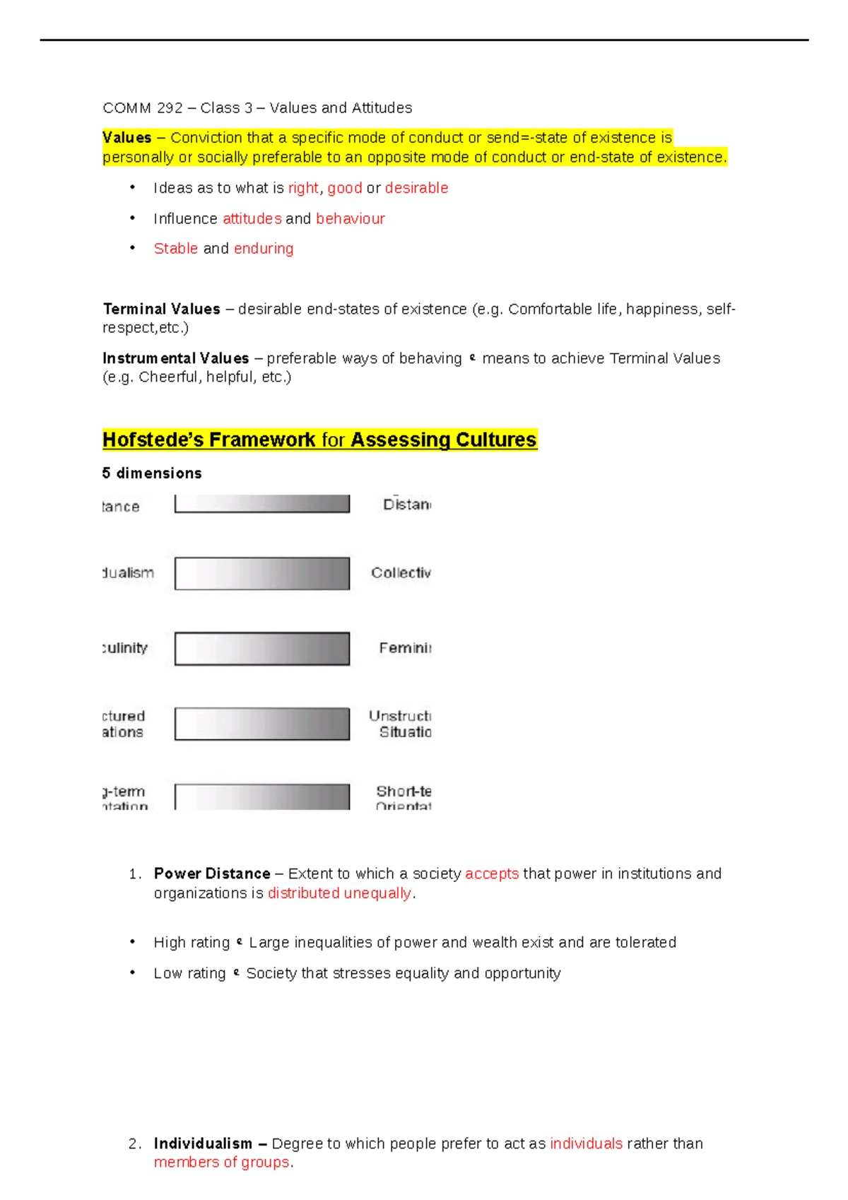 COMM 292 Class 3 Notes - COMM 292 – Class 3 – Values and Attitudes ...