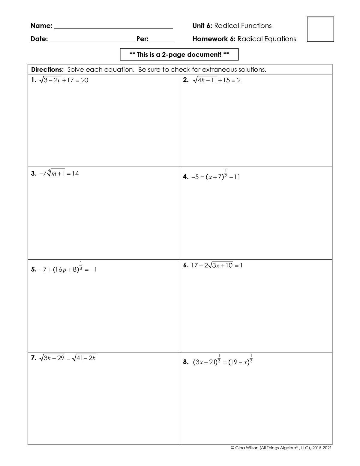 Mathmicro bio math - Name: ___________________________________ Unit 6 ...