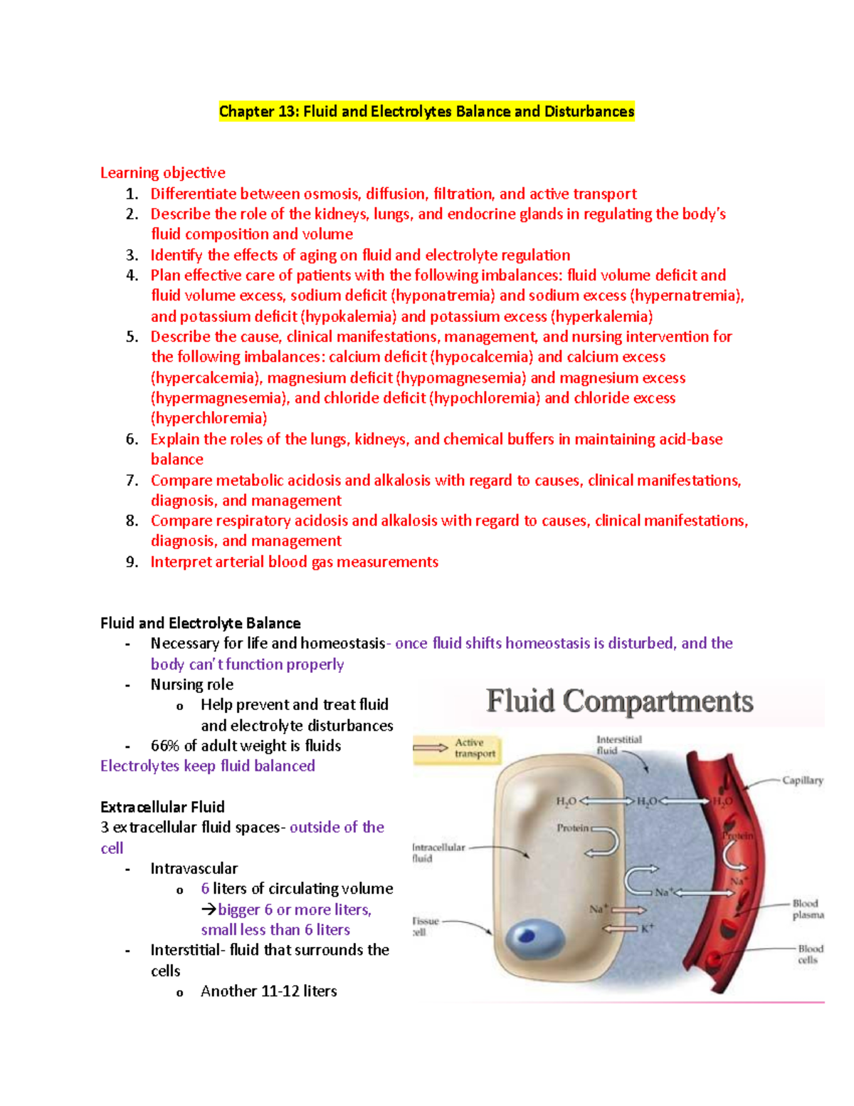 Fluid and Electrolytes Differentiate between osmosis, diffusion