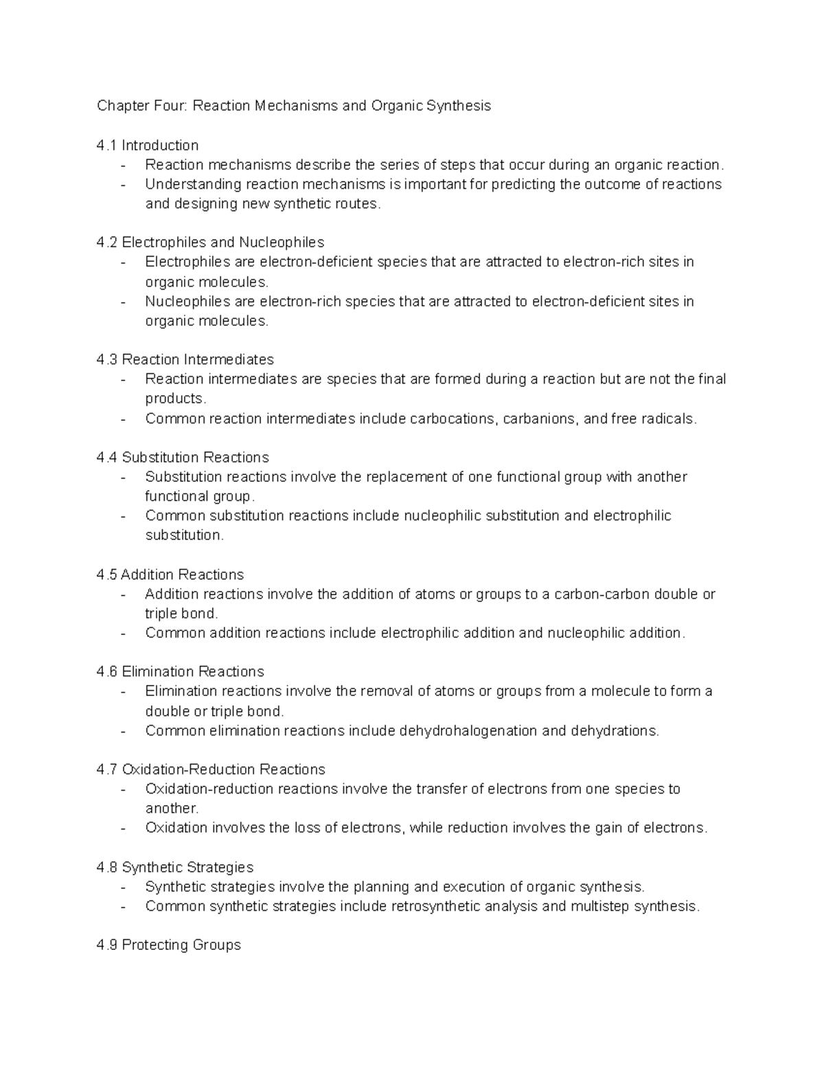 Chapter Four: Reaction Mechanisms and Organic Synthesis - Understanding ...