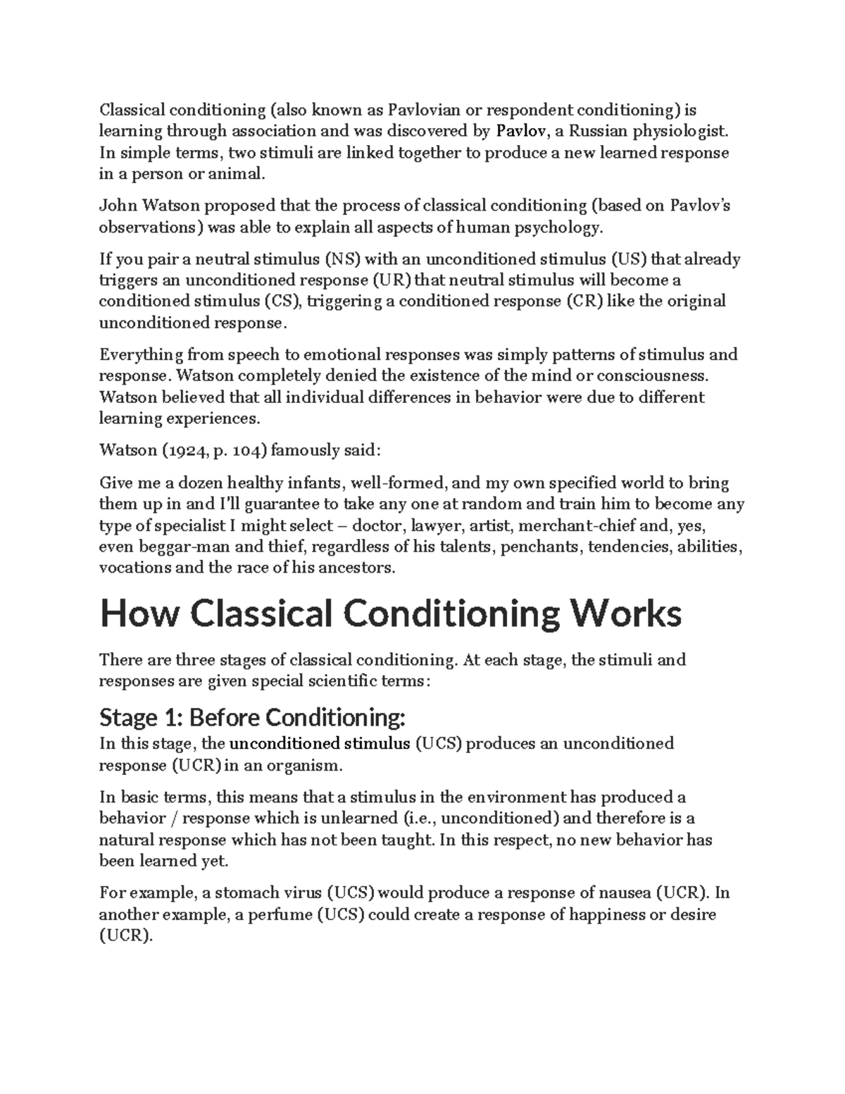 Classical Conditioning Notes - Classical conditioning (also known as ...