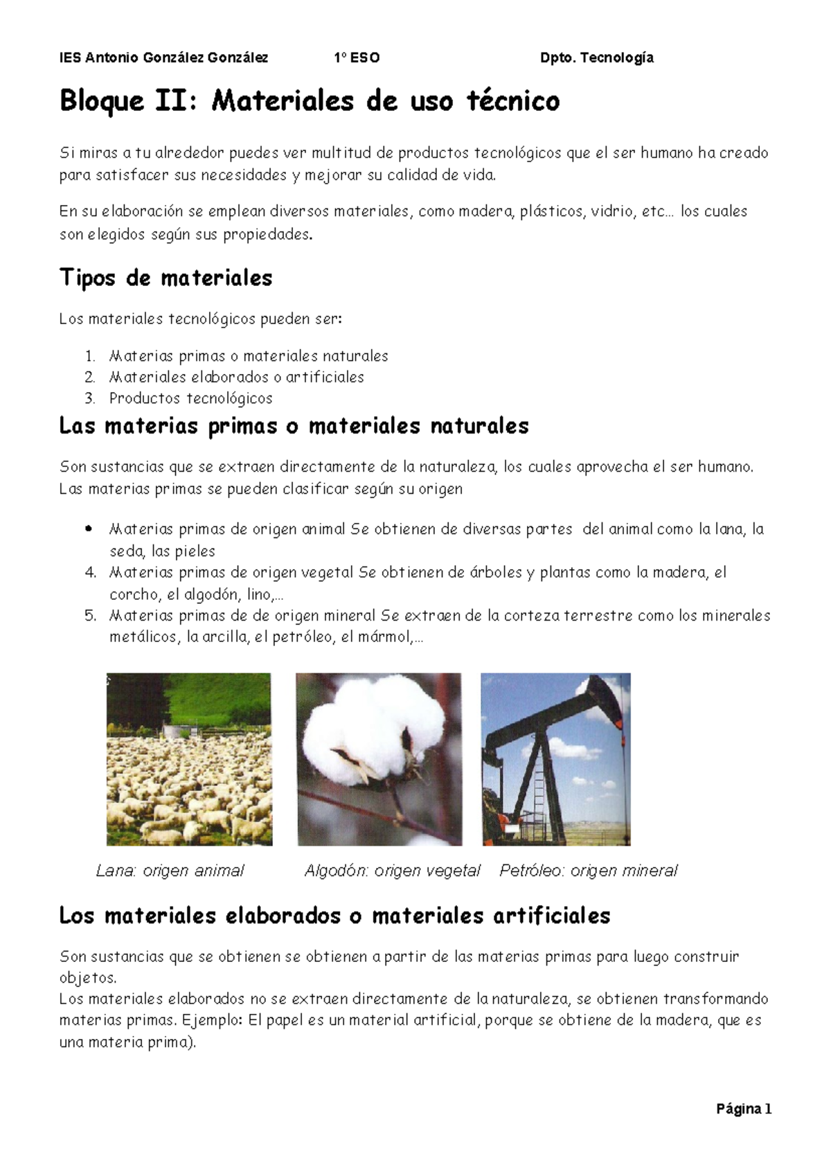 01 materiales de uso tecnico Bloque II Materiales de uso técnico Si