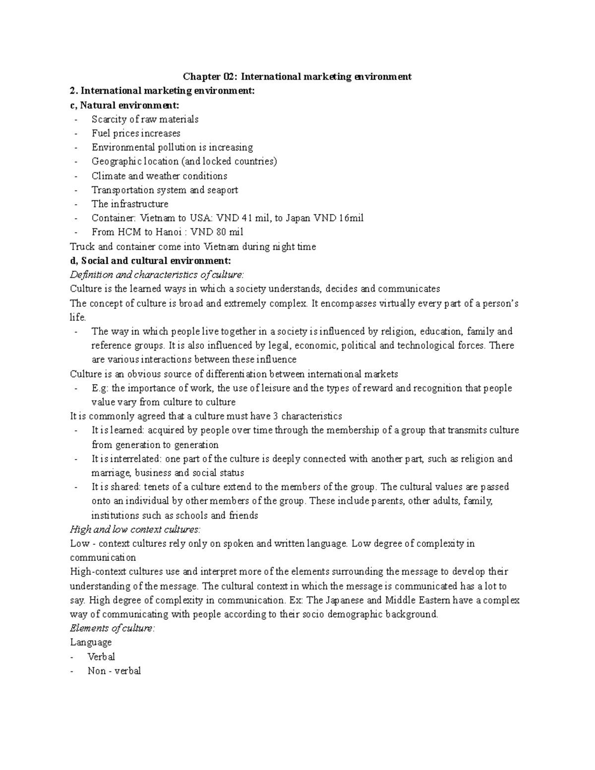 MKTE401 - Mktqt - Chapter 02: International marketing environment 2 ...