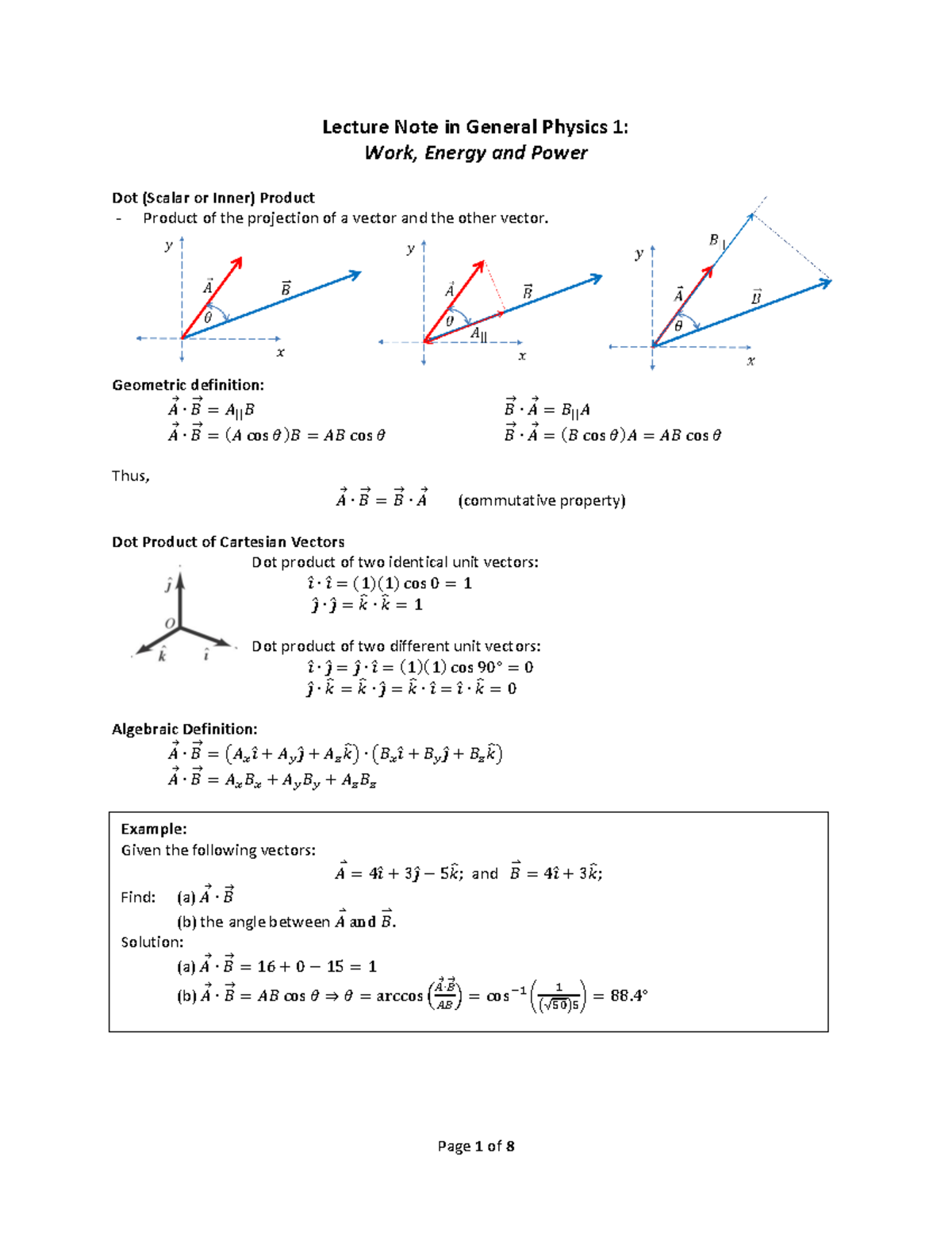 Work Energy And Power - Iuiouiu - Lecture Note In General Physics 1 ...