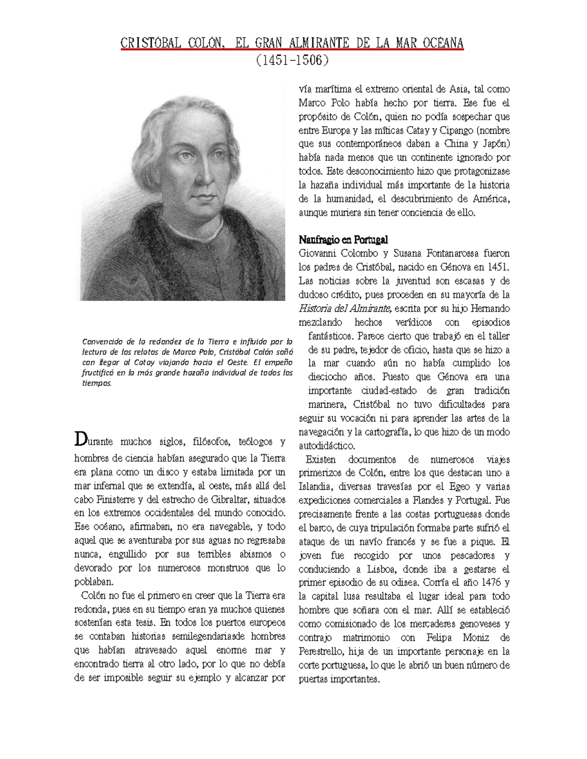 Cristobal Colon Apuntes Biografías CristÓbal ColÓn El Gran