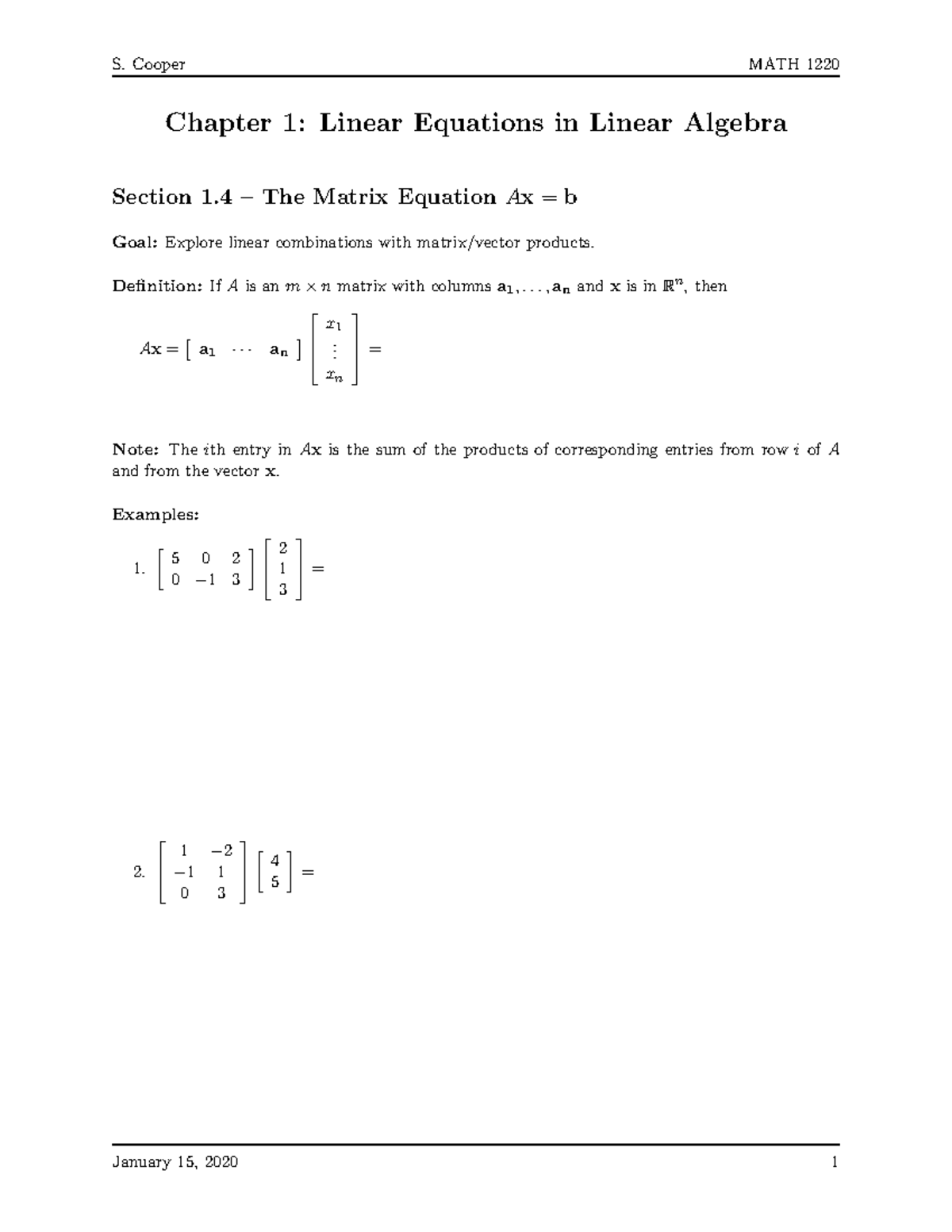 1-techniques-of-classical-and-linear-algebra-detailed-notes-chapter