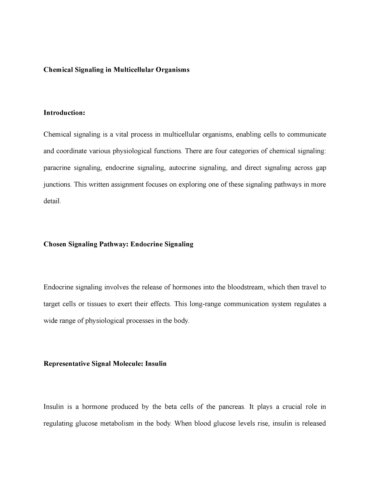 Chemical Signaling in Multicellular Organisms - BIOL1121-01 - UoPeople ...