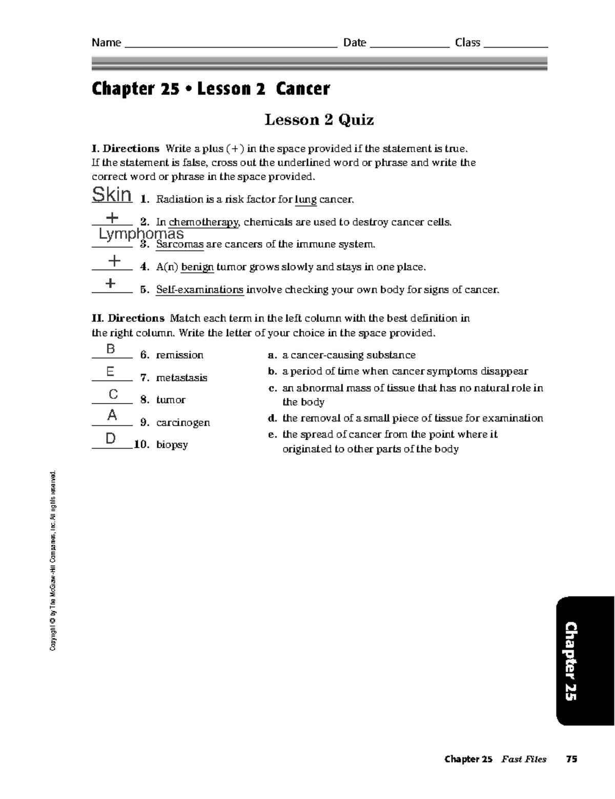 Chapter Worksheet - Copyright © By The McGraw-Hill Companies, Inc. All ...