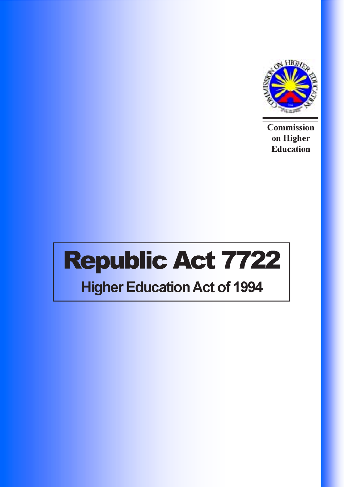 RA 7722 - Nfifnofenpefonpefmef - Commission On Higher Education ...